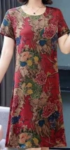 2023 New women's clothing silk-like dress for middle-aged and elderly people with large floral patterns Specification image